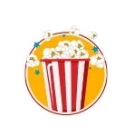 Cartoon popcorn bucket overflowing with fresh, golden popcorn